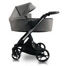 Детская коляска 2 в 1 ibebe i-Stop Leather с электронным тормозом цвет IS23 Grey/Black Серая кожа/рама чёрная