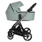 Детская коляска 2 в 1 ibebe i-Stop Leather с электронным тормозом цвет IS21Ch Turquoise/Chrome Бирюзовая кожа/рама хром