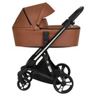 Детская коляска 2 в 1 ibebe i-Stop Leather с электронным тормозом цвет IS22 Brown/Black Коричневая кожа/чёрная рама