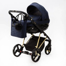 Детская коляска Adamex Quantum Special Edition 2 в 1 цвет Q-TK677 тёмно-синий/рама золото