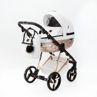 Детская коляска Adamex Quantum Star Deluxe 2 в 1 цвет Q-STAR106 белая кожа/рама розовое золото