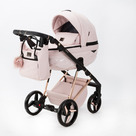 Детская коляска Adamex Quantum SuperStar Deluxe 2 в 1 цвет Q-STAR134 светло-розовая кожа+розовое дно/рама розовое золото