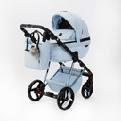 Детская коляска Adamex Quantum SuperStar Deluxe 2 в 1 цвет Q-STAR135 голубая кожа+ голубое дно/голубая рама