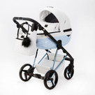 Детская коляска Adamex Quantum SuperStar Deluxe 2 в 1 цвет Q-STAR138 белая кожа+голубое дно/голубая рама