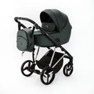 Детская коляска Adamex Blanc Special Edition 2 в 1 цвет BL-PS791 тёмно-зелёная ткань+тёмно-зелёная кожа/рама хром