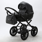 Детская коляска Adamex Chantal Retro Deluxe 2 в 1 цвет C114 чёрная кожа