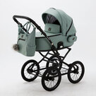 Детская коляска Adamex Porto Retro Deluxe 2 в 1 цвет SA-20 серо-зелёная кожа