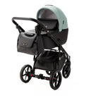 Детская коляска Adamex Nola Deluxe 2 в 1 цвет N-SD103 серо-зелёная+чёрная кожа