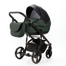 Детская коляска Adamex Lanti Deluxe 3 в 1 цвет LN-SD41 чёрная кожа+тёмно-зелёная кожа
