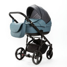 Детская коляска Adamex Lanti Deluxe 3 в 1 цвет LN-SD42 тёмно-серая кожа+серо-голубая кожа