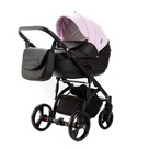 Детская коляска Adamex Lanti Deluxe 2 в 1 цвет LN-SD101 розовый зефир кожа+чёрная кожа