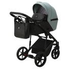 Детская коляска 2 в 1 Adamex Mobi Air Deluxe New цвет MN-SD14 серо-зелёный+чёрная кожа