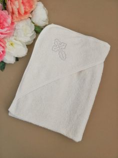 Махровое крестильное полотенце с уголком Elika Baby