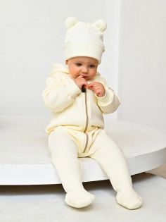 Детский комбинезон с капюшоном Teddy молочный