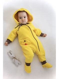 Детский комбинезон с капюшоном Собачка жёлтый