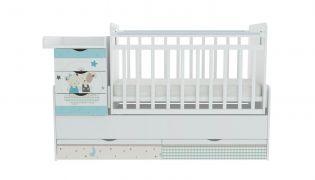 Детская кроватка-трансформер с ящиками белая Фея 1150 Лучшие друзья
