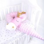 Бортик в кроватку Единорожка розовая